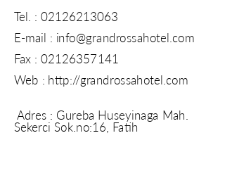 Grand Rossa Hotel iletiim bilgileri